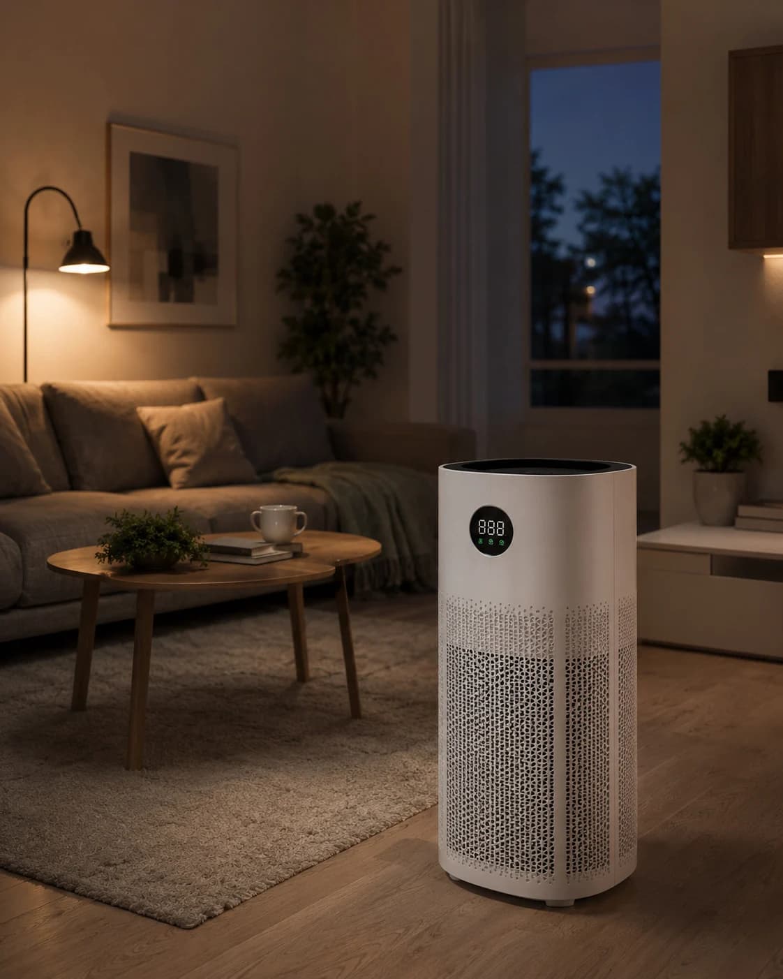 IntelliSmart in a living room at night